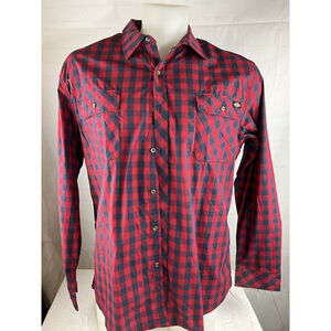 Mens NWT Dickies Button Down LS Shirt BIG TALL Classic Fit Fit Red Black 4XL